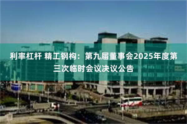 利率杠杆 精工钢构：第九届董事会2025年度第三次临时会议决议公告